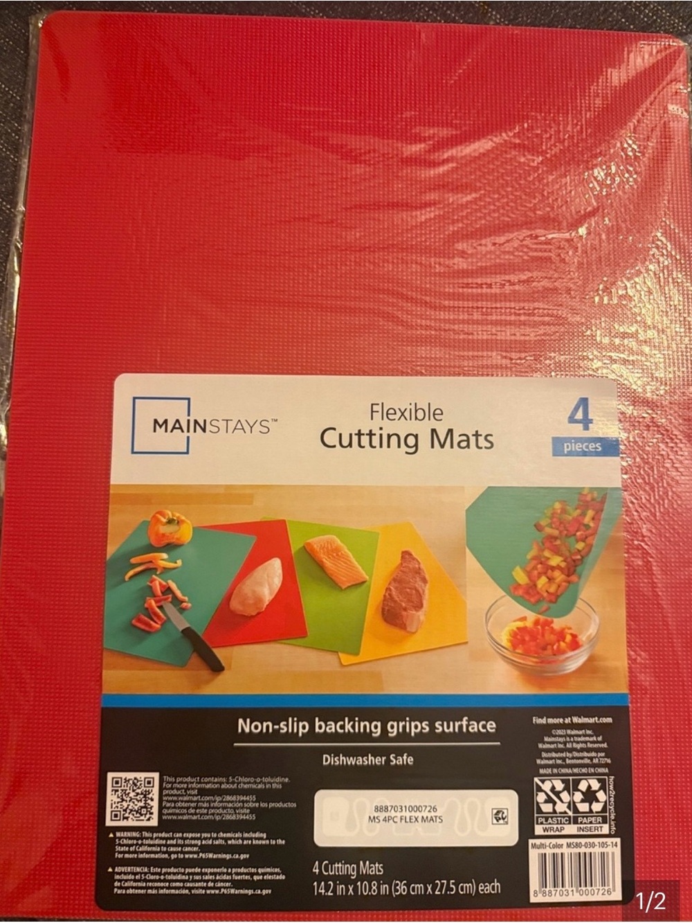 Mainstays Green Flexible Plastic Cutting Mat - Bright Kitchen Prep Sheet